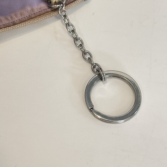 Coach Signature Logo Stripe Coin Purse Pouch Key Chain Change Gold Tan Wallet - - Picture 11 of 14